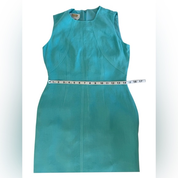 Talbots Petites Irish Linen Aqua Blue Sheath Dress 2P Sleeveless Lined - Picture 8 of 9